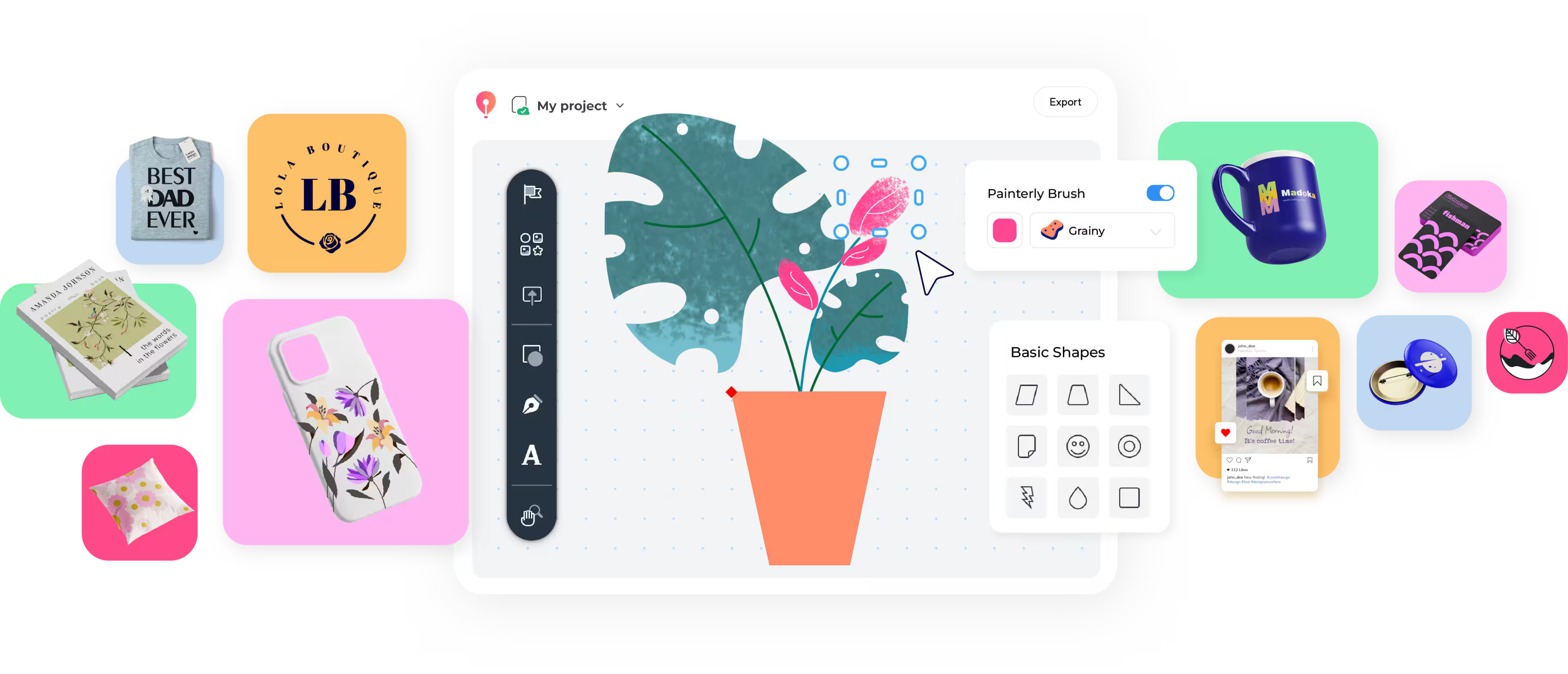 Gravit Designer toolbar and tool panels showing design controls