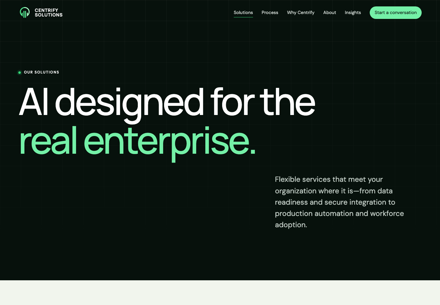 Redesigned Centrify Solutions page with a focused enterprise value proposition